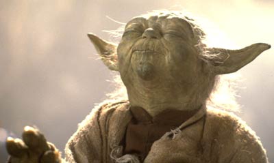 Empire Strikes Back shot of Yoda concentrating