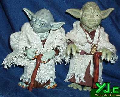 Another frontal comparison shot of the two 12' scale Yoda figures
