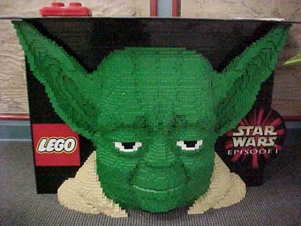 Yoda desk made completely of Legos from the Rosie O'Donnell show