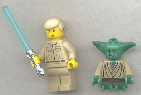 Homemade LEGO Yoda and Luke figures