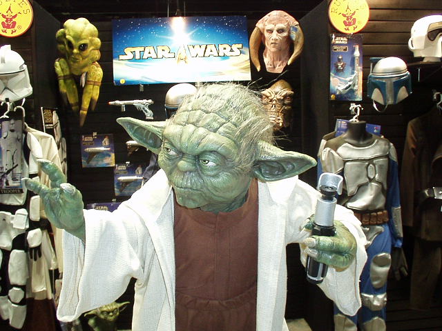 Close-up of the Rubies Yoda replica's head from Celebration 2