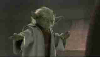 Yoda posing before battling Dooku (from Attack of the Clones)