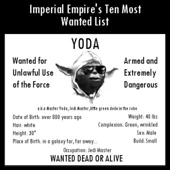 Yoda: Most Wanted poster