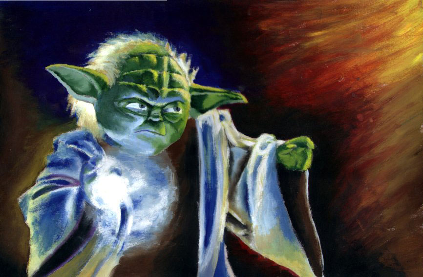Attack of the Clones Yoda redirecting lightning fan art