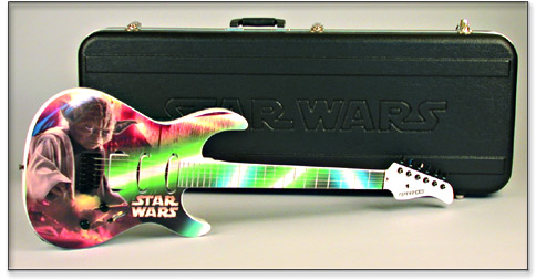 Yoda guitar with carrying case
