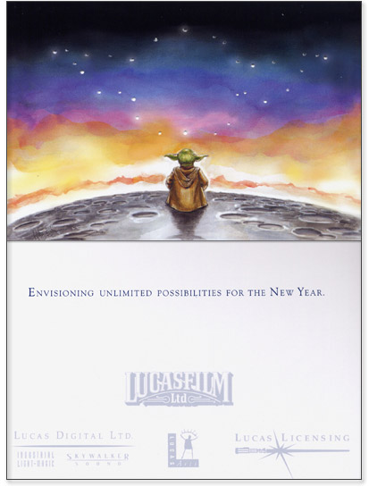 Lucasfilm holiday greeting card with Yoda