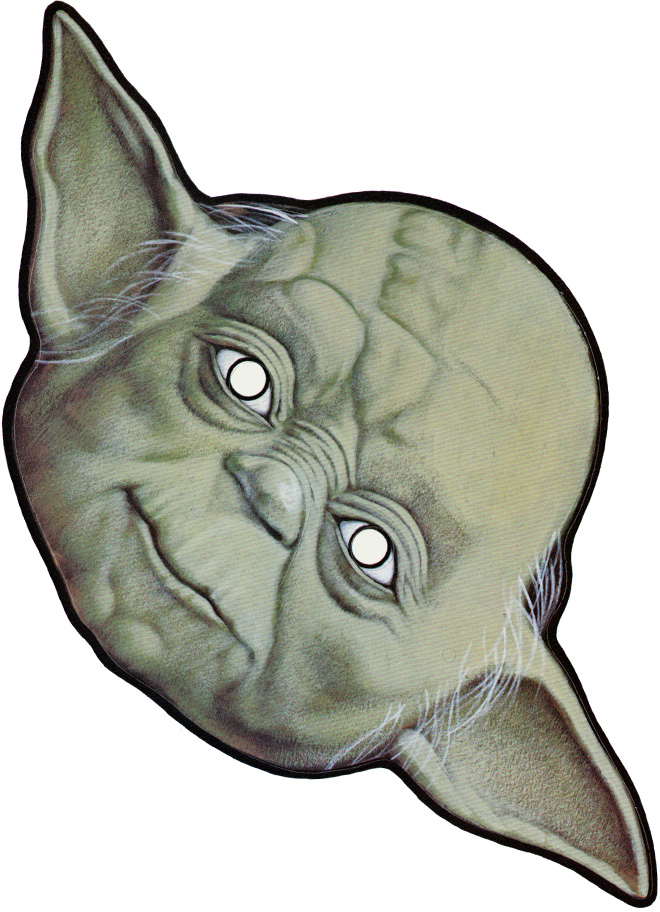 Scan of Yoda mask from Kelloggs C-3PO's box