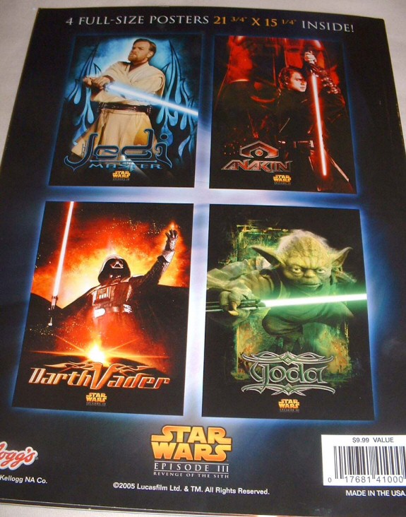 Revenge of the Sith Kelloggs poster book - back with posters