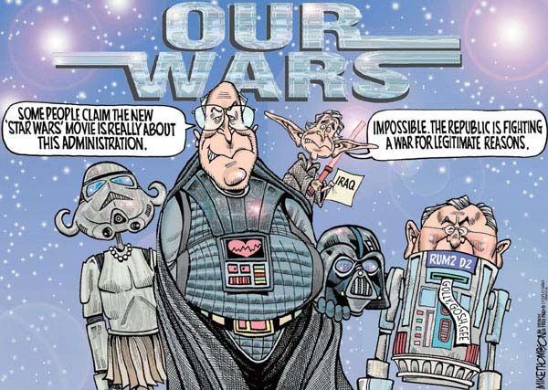 Thompson Star Wars political cartoon with Yoda