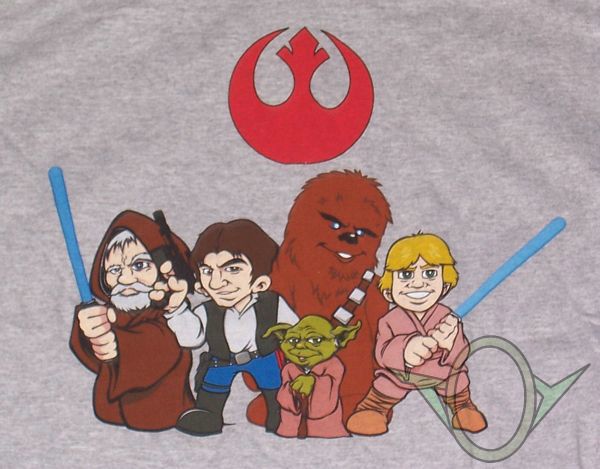 Animated Star Wars heroes shirt - front logo