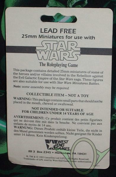 West End Games - Jedi Knights booster pack - back