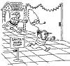 Cartoon of Yoda leaving Santa's work shop - 436x418