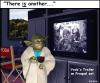 Toy Talk cartoon with Yoda's trailer on the Prequel set - 600x500