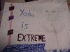 Handdrawn posterboard with Yoda in a wrestling ring reading 'Yoda is EXTREME' - 640x480