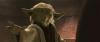 Yoda concentrating (Attack of the Clones screenshot) - 600x254