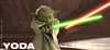Yoda with his lightsaber (from Attack of the Clones) - 497x231