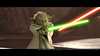 Yoda with his lightsaber clashing against Dooku's (from Attack of the Clones) - 800x450