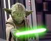 Yoda pointing his lightsaber at Sidious - 640x512
